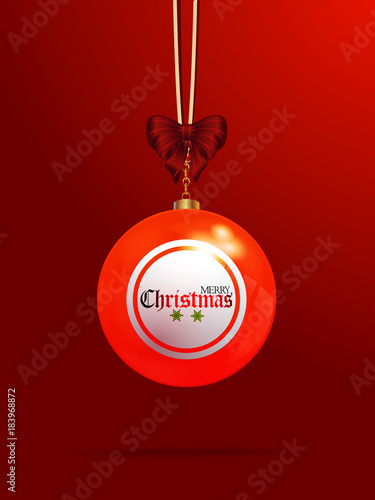 Christmas bingo lottery bauble on red background