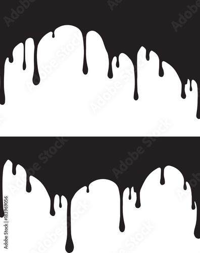 Pair of black paint drips. Vector illustration for your design.