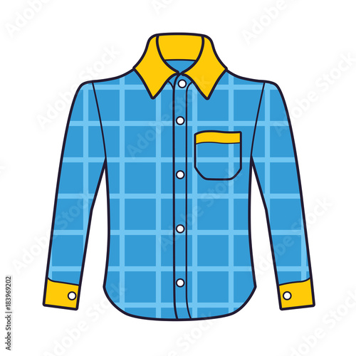 Blue checkered long sleeve shirt isolated.