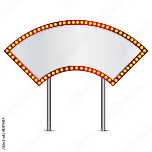Vector illustration of retro sign with realistic lamps