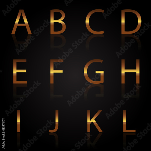 Vector illustration of Gold Letters Set