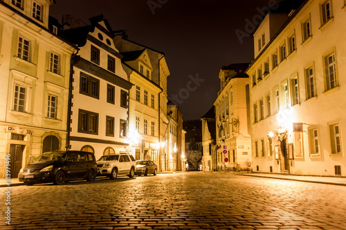 Mysterious Prague with lanterns in at night
