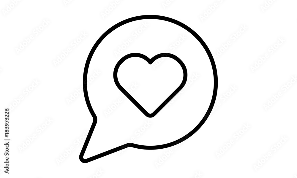 Heart Speech Bubble Icon. Like Line Icon Illustration. Notification Concept Heart Speech Bubble Icon. Like Line Icon Illustration. Notification Concept