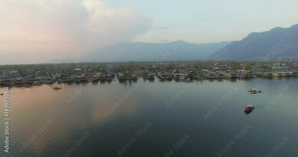 Pan left, scenic sunset over Srinagar Pan left, scenic sunset over Srinagar