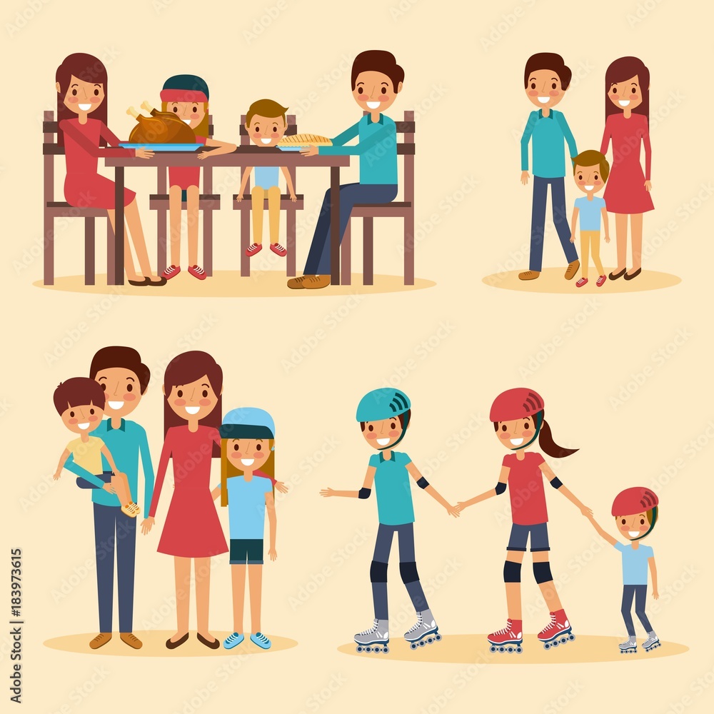 set of family differents activity vector illustration