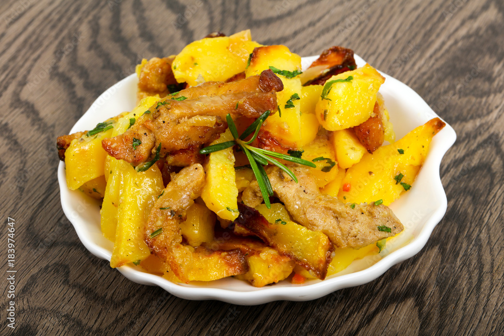 Fried potato with pork Fried potato with pork