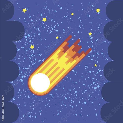 Yellow Star Isolated on Starry Background