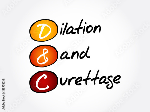 D and C - Dilation and Curettage acronym, concept background