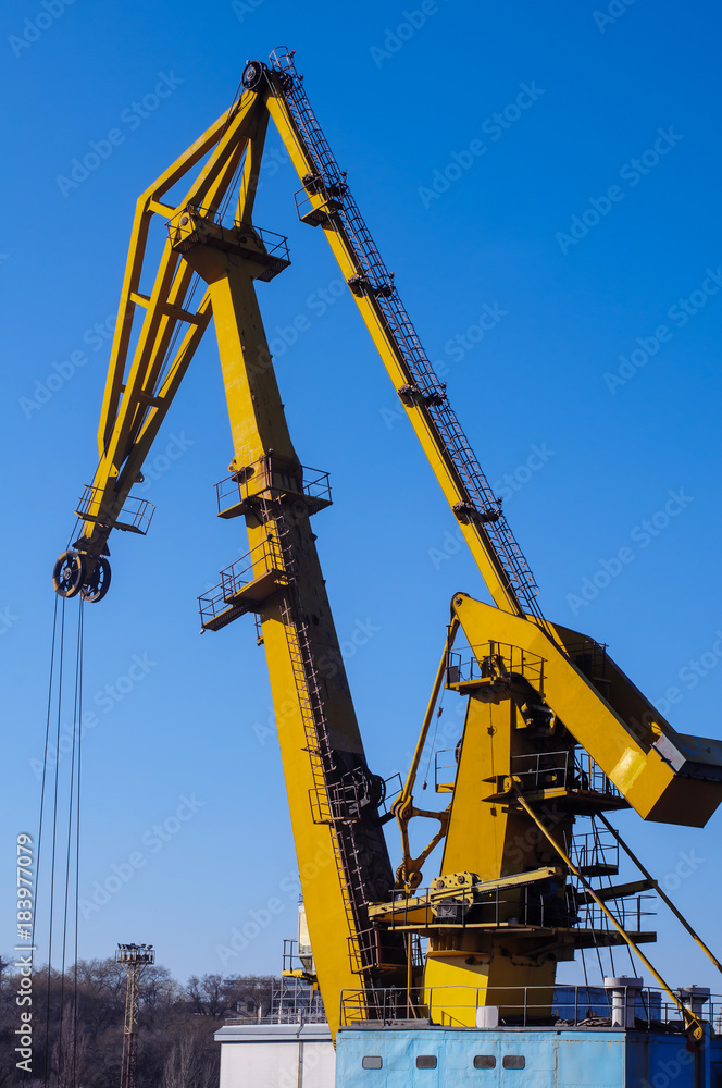custom made wallpaper toronto digitalIndustrial cranes in port on a background of blue sky
