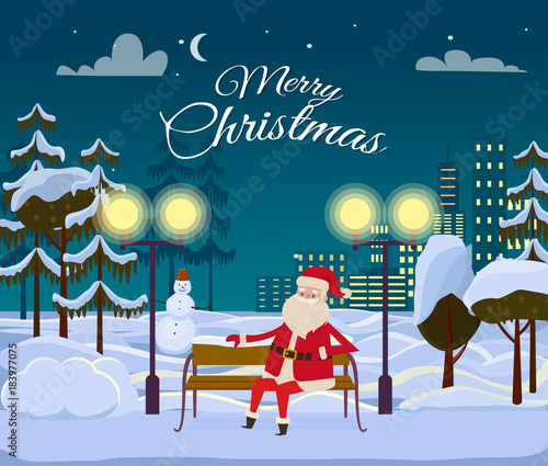 Merry Christmas from Santa Among White Snowy Field