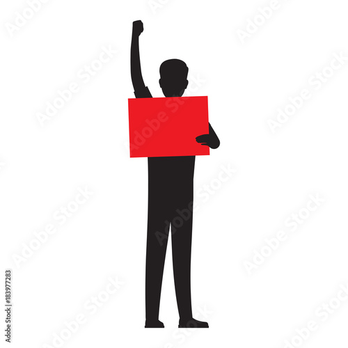 Man Silhouette with Red Paper Sheet Vector