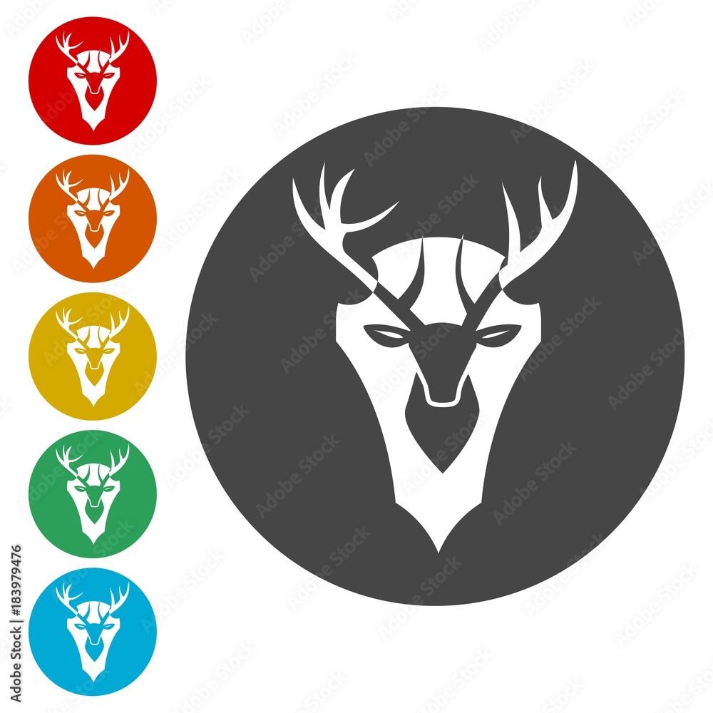 Vector black deer head, Vector image of an deer head Vector black deer head, Vector image of an deer head