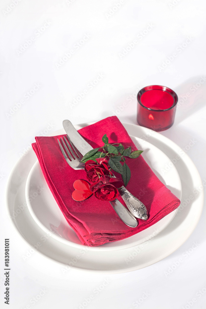 Table setting for Valentine's day Table setting for Valentine's day