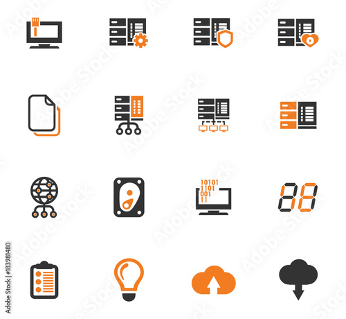 Server orange icon set