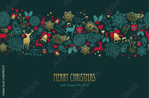 Christmas and new year deer pattern greeting card