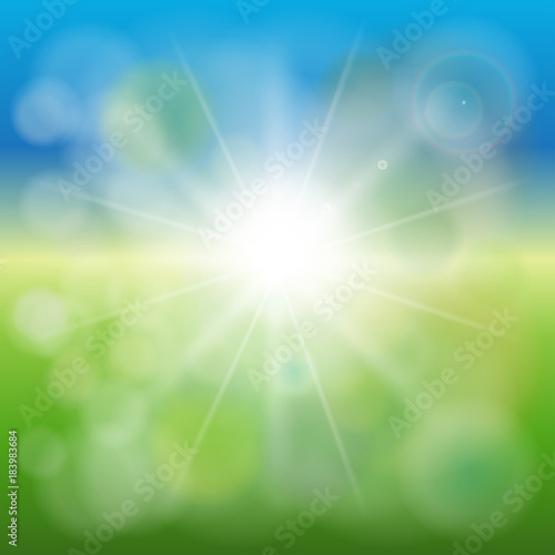 Vector illustration of of shiny sun
