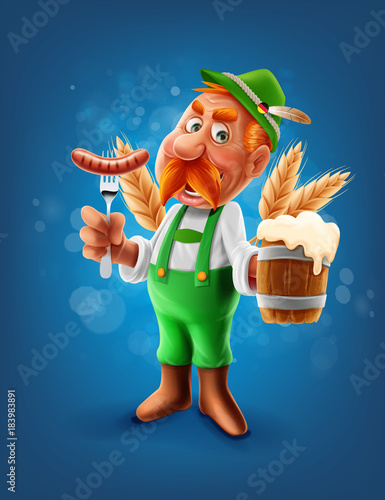 man with beer cartoon