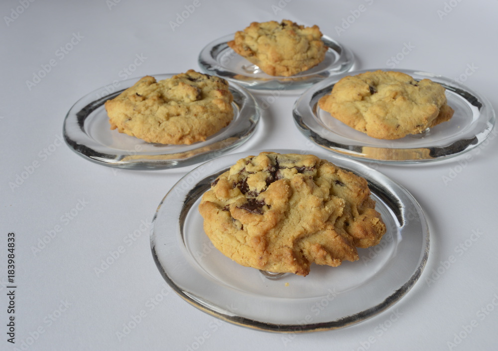 Homemade delicate butter cookies with chocolate drops and dried dates Homemade delicate butter cookies with chocolate drops and dried dates