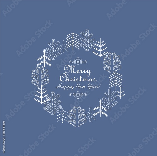 Vintage christmas wreath with decorative firs
