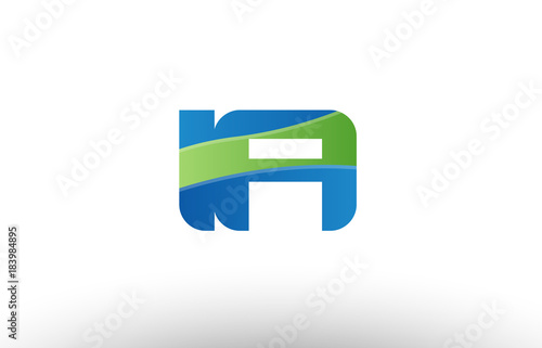 blue green ia i a alphabet letter logo combination icon design