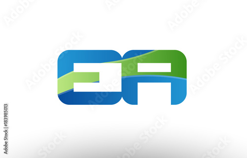 blue green ea e a alphabet letter logo combination icon design