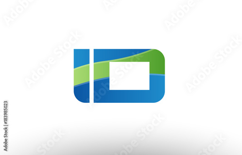 blue green id i d alphabet letter logo combination icon design