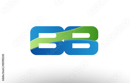 blue green bb b b alphabet letter logo combination icon design
