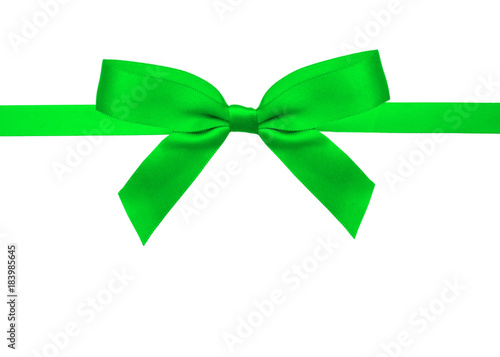 Green ribbon over white paper