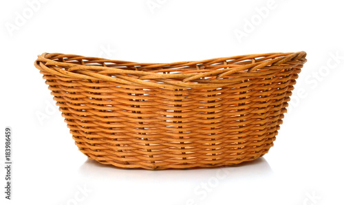 Fotografie, Obraz Empty wooden fruit or bread basket on white background