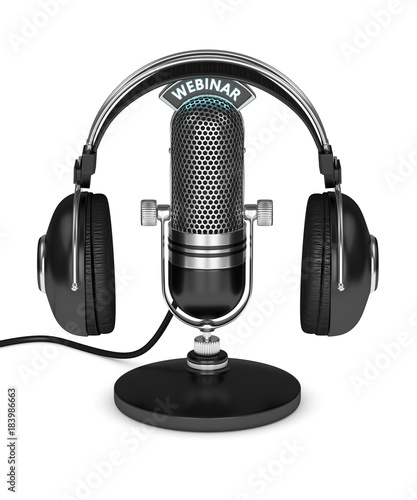 3d render of microphone with headphones