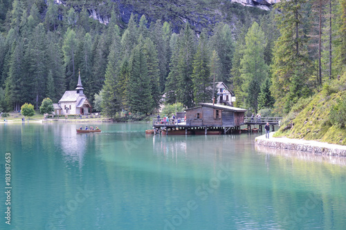 The beauty of Lake of Braies, Italy, Pragser wildsee