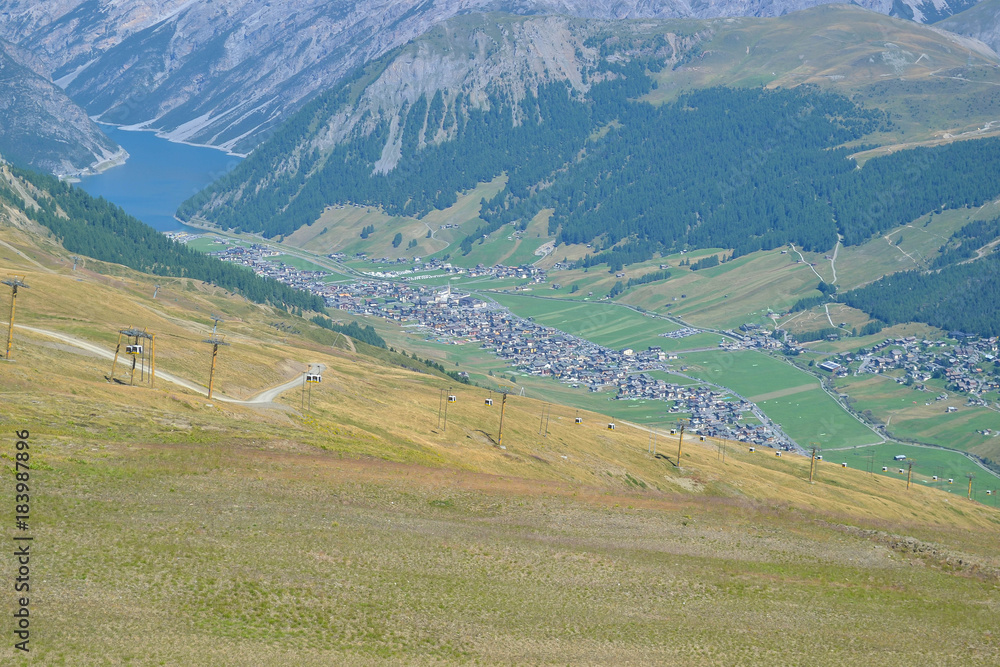 View of Livigno, Italian Alps near Switzerland
