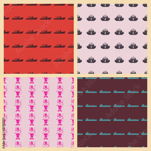 Sea transport vector illustration on a seamless pattern background