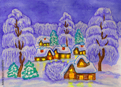 Winter landscape, painting © Iva