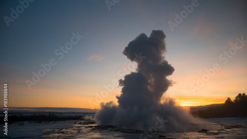 Geyser eruption in Iceland