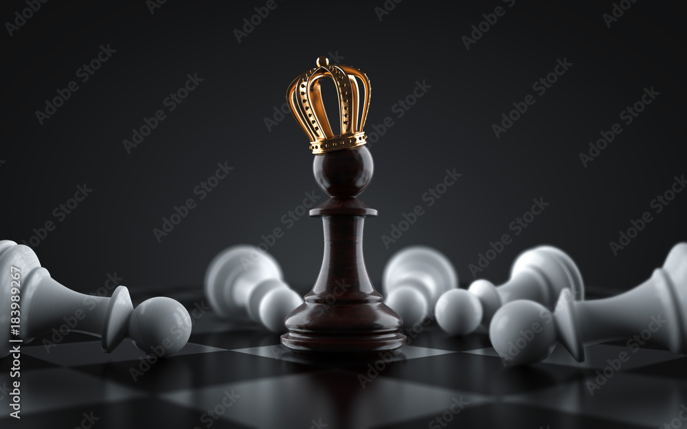 Chess Piece Black King. Blur Different Chess Pieces in the