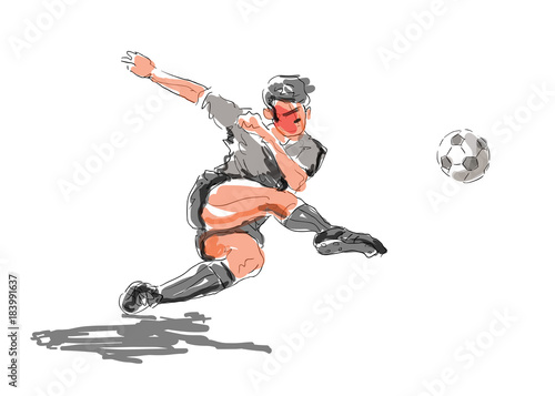 Sketched football player - vector illustration