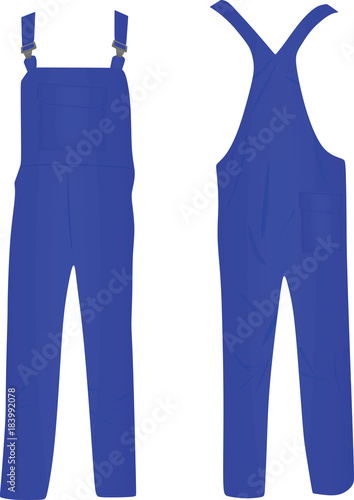 Blue work wear bib. vector illustration