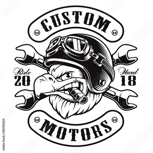Eagle biker t-shirt design (monochrome version)