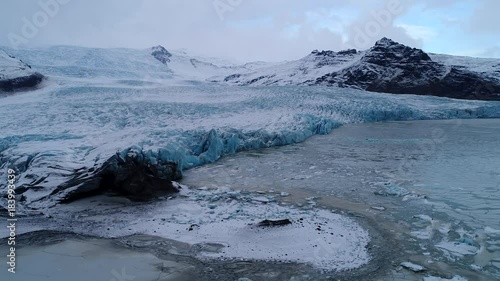 Aerial footage of blue glacier, Fjallsárlón Iceland photo