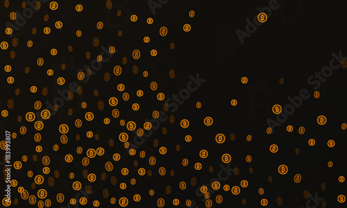 Bitcoins security business background. Bitcoin crypto mining visualization. Business wallet background, security currency exchange, vector model. Crypto virtual payment finance. Gold money trading