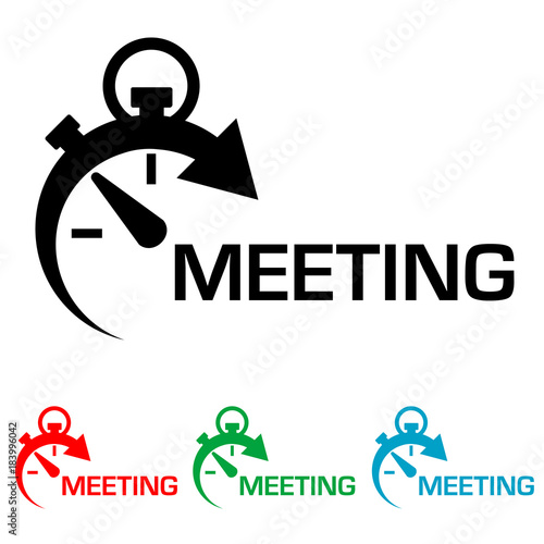 Icono plano cronometro con MEETING en varios colores