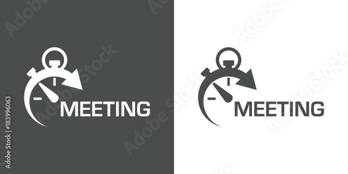 Icono plano cronometro con MEETING gris y blanco
