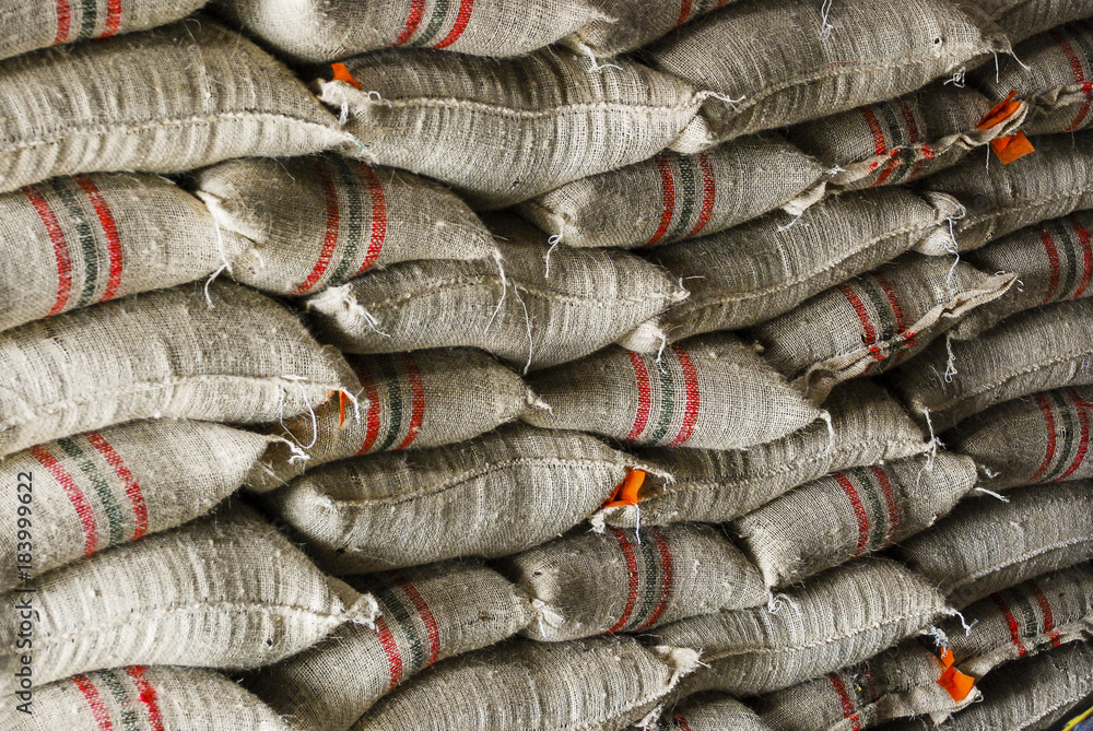 Coffee sacks. Warehouse Colombia