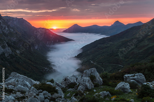 Summer sunset in the Saliencia Valley, Asturias photo
