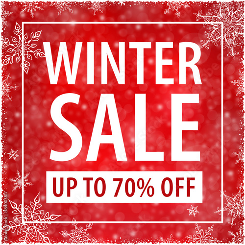 Winter Sale Poster on Red Background - Vector