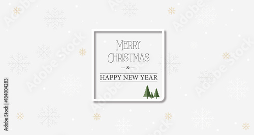 Christmas greeting cards with tree and snow