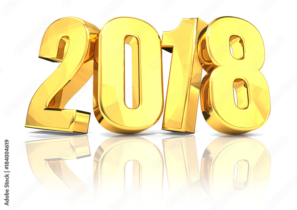 2018 golden new year with shadow reflection 3d rendering 2018 golden new year with shadow reflection 3d rendering