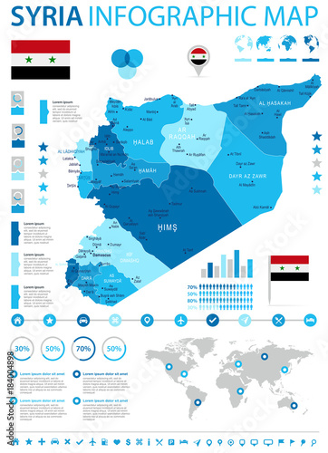 Syria - infographic map and flag - Detailed Vector Illustration