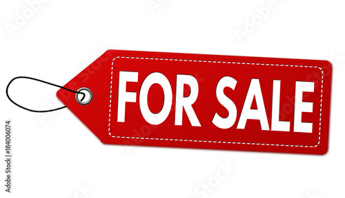 For sale label or price tag on white background, vector illustration